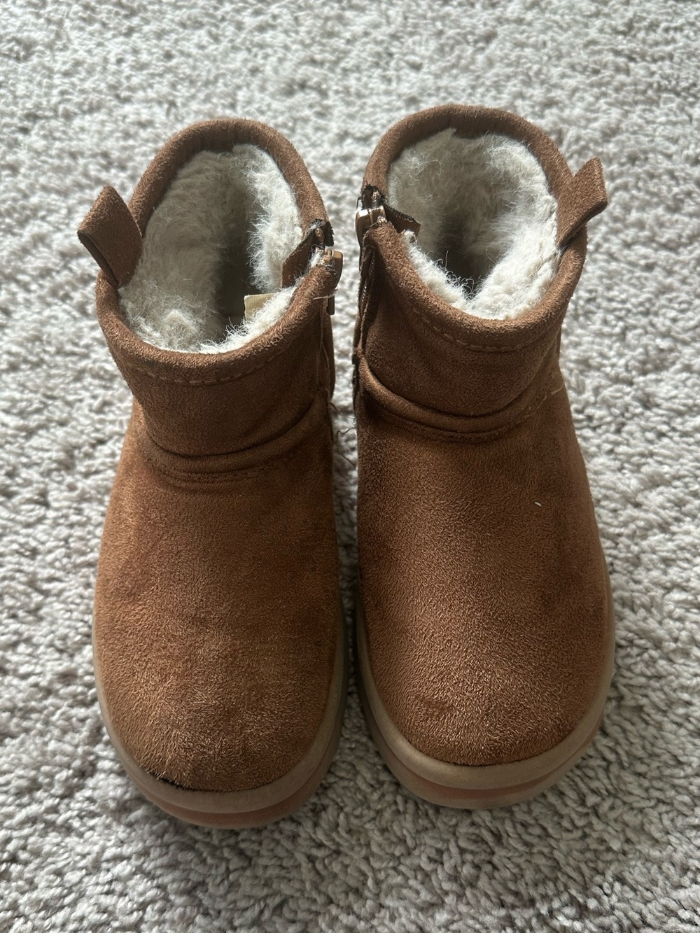 Zara Kids Brown Suede-Look Ugg Fur-Lined Boots